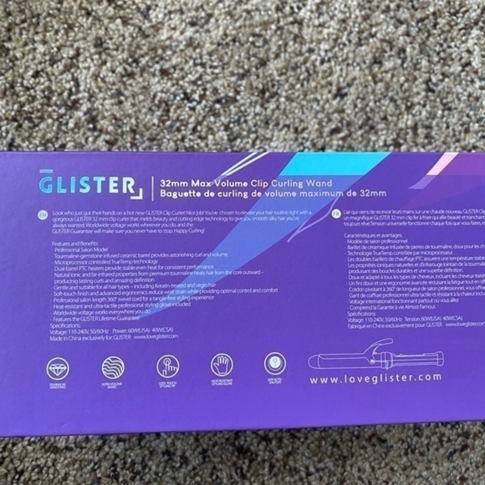 NWT Glister - Paradise 32mm Max Volume Clip Curler - Ultraviolet - Picture 6 of 6